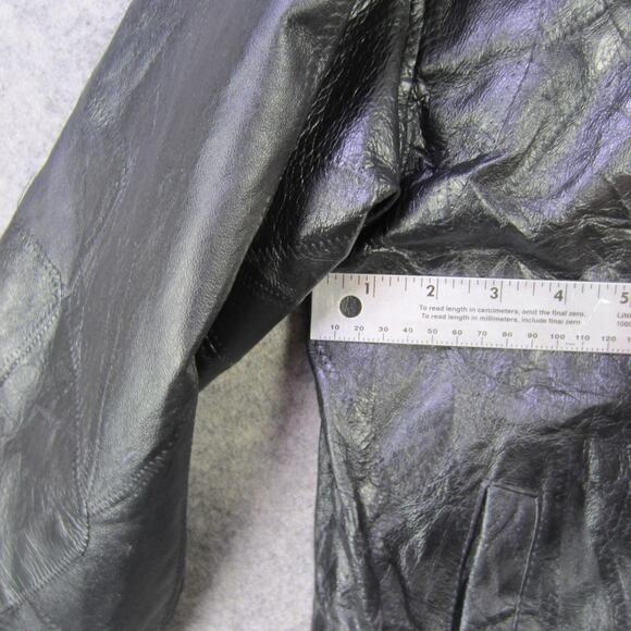 LeWORLD Fine Leathers Jacket Mens Medium Black Leather Zip Front Lined Pockets - Picture 5 of 8